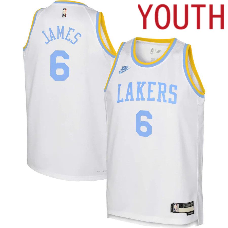 Youth Los Angeles Lakers #6 LeBron James Nike White Classic Edition 2022-23 Swingman NBA Jersey